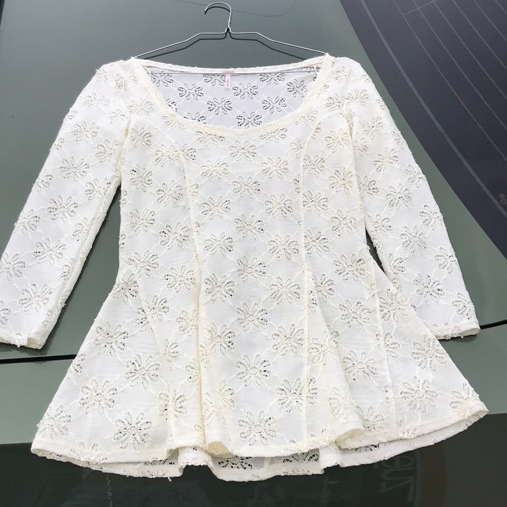 Free People Lace Long Sleeve Blouse